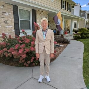 Crewcuts Boys Khaki Thompson Suit And Plaid Shirt